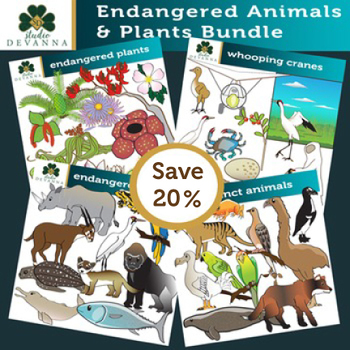 Preview of Endangered Animals and Plants Clip Art Bundle
