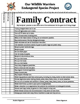 Preview of Endangered Species Family Contract