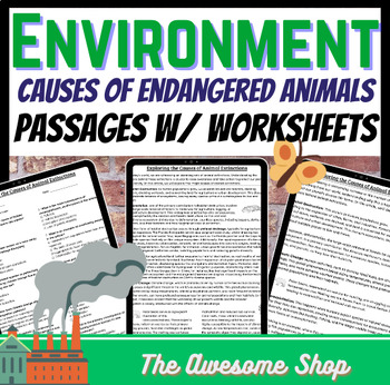 Preview of Endangered Species Leveled Passages W/ Worksheets for Middle and High School