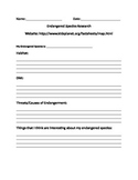 Endangered Species Project Research Sheet