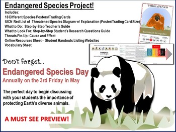 Preview of Endangered Species Project - Teacher's Guide, Handouts, Posters and More!