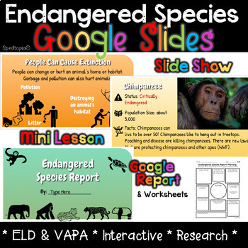 Preview of Endangered Species Report Google Slides: Distance Learning