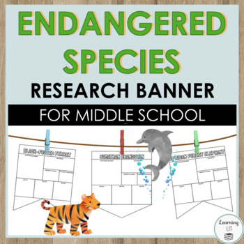 Preview of Endangered Species Research Banner Activity for Middle School Earth Day Decor