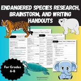 Endangered Species Research, Brainstorm, and Writing Handouts