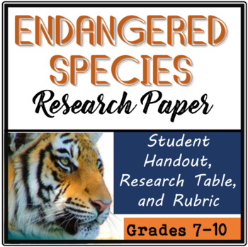 Preview of Endangered Species Research Paper for Secondary Students