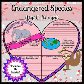 Preview of Endangered Species ~ Valentine's Day Heart Research Pennant