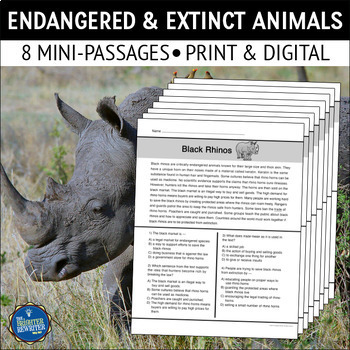 Preview of Endangered and Extinct Animals Nonfiction Reading Comprehension Passages