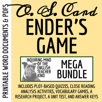 Preview of Ender's Game Bundle of Quizzes, Worksheets, Research Projects, Test, and Keys