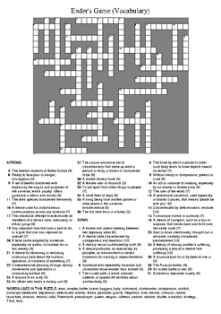 Ender s Game Vocabulary Crossword Puzzle by M Walsh TPT