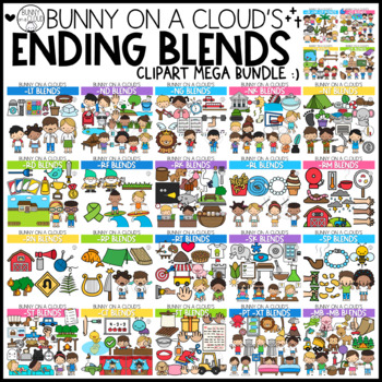 Preview of Ending Blends Clipart Mega Bundle by Bunny On A Cloud