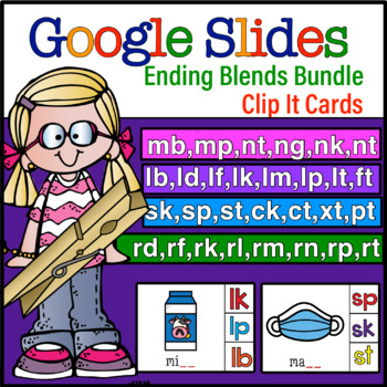 Preview of Ending Blends | Digital Clip It Cards | Google Slides | Distance Learning