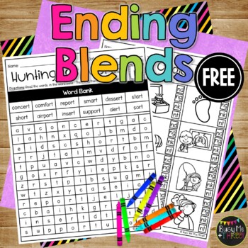 Preview of Ending Blends No Prep Printables Word Study Phonics FREEBIE