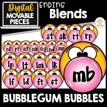 Preview of Ending Blends Phonics Clipart Bubble Gum Ball Movable Clipart Pieces 