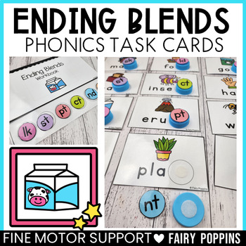 Ending Blends Phonics Task Cards & Adapted Book by Fairy Poppins
