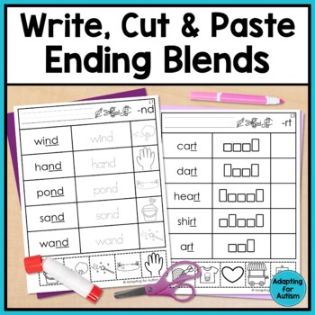 Ending Blends Phonics Worksheets: Cut and Paste Activities for Word Work