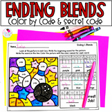 Ending Blends Phonics Worksheets - Short Vowels - Color by Code