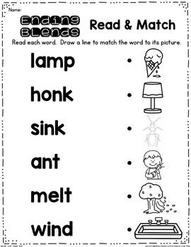 Ending Blends Read and Clip Cards by Second Grade Smiles | TpT