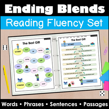 Preview of Ending Blends Reading Fluency Passages Words Phrases Sentences Decodable Drills