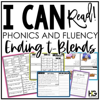 Preview of Ending Blends | T-Blends Decoding, Fluency, Reading Comprehension | I Can Read!