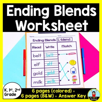 Ending Blends Worksheet - Read, Write, and Match by The Joy in Teaching