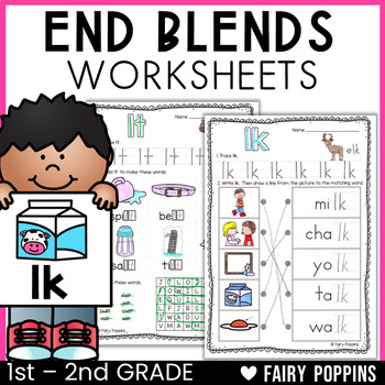Preview of Ending Blends Worksheets | Phonics Workbook, Final Consonant Blends