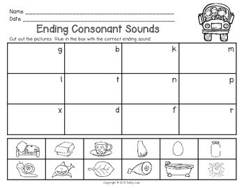 Ending Consonant Sounds Task Cards by Kathy Law | TpT
