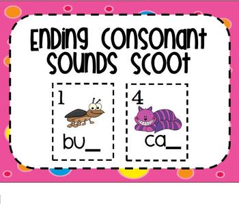 Preview of Ending Consonants SMARTBoard Lesson & Scoot Game