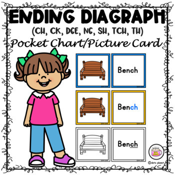 Preview of Ending Diagraph (CH, CK, DGE, NG, SH, TCH, TH) –Pocket Chart/Picture Card {FREE}