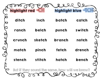 Ending Digraph -CH and -TCH PPT and Printables by The Weekly Sprinkle