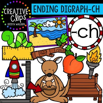 Preview of Ending Digraphs - CH Words {Creative Clips Digital Clipart}