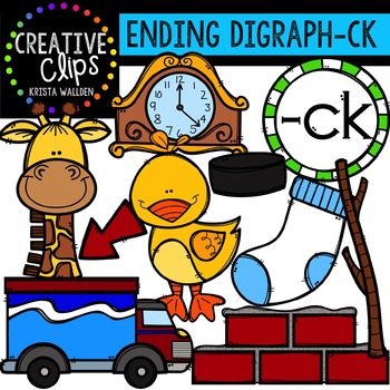 Preview of Ending Digraphs - CK Words {Creative Clips Digital Clipart}