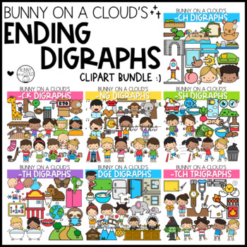 Preview of Ending Digraphs Clipart Mega Bundle by Bunny On A Cloud