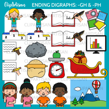 Preview of Ending Digraphs Gh and Ph Clipart