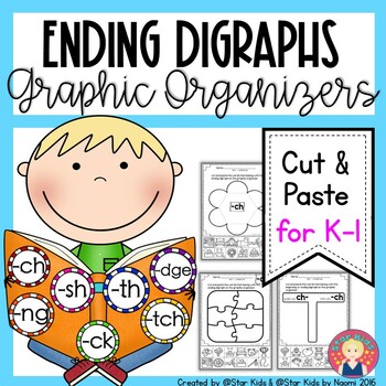 Preview of Ending Digraphs Graphic Organizers | Cut and Paste for Kindergarten and First Gr