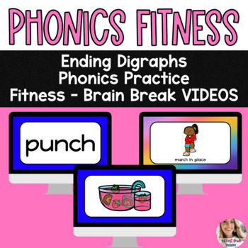 Preview of Ending Digraphs Phonics Fitness Practice Videos