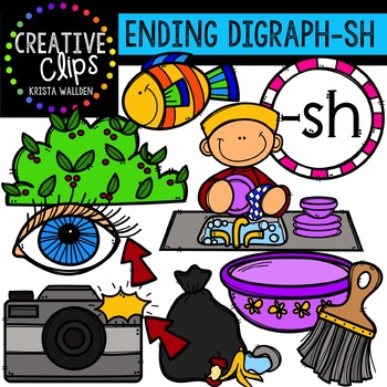 Preview of Ending Digraphs - SH Words {Creative Clips Digital Clipart}