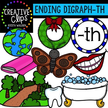 Preview of Ending Digraphs - TH Words {Creative Clips Digital Clipart}