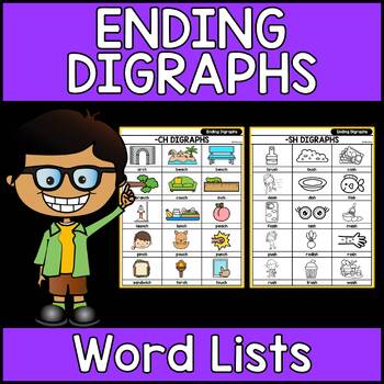 Preview of Ending Digraphs Word Charts || Student Handouts and Writing Centers