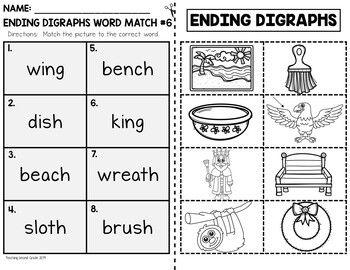 ending digraphs worksheets by teaching second grade tpt