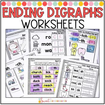 Preview of Ending Digraphs Phonics Worksheets