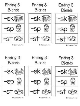 Ending/Final S Blends Poster (COLOR/BW) by Classroom Tips Store | TpT