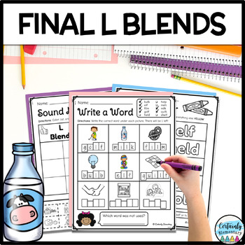 Ending L Blends - Final Consonant Blends Activity Worksheets - NO PREP
