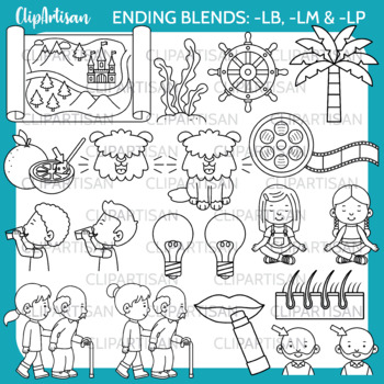 Ending -LB, -LM and -LP Blends Clip Art by ClipArtisan | TpT