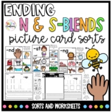 Ending N and S-Blends Picture Card Sorts and Worksheets