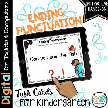 Preview of Ending Punctuation Practice Activity Kindergarten Question Mark Google Slide Use