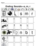 Ending Sound Picture Match and Letter Write