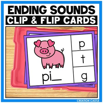 Preview of Ending Sounds Clip Cards with CVC Words