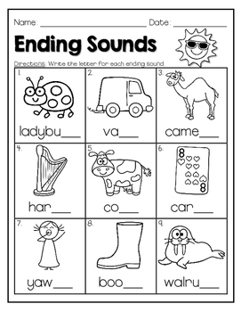 ENDING SOUNDS: Color, Dab, or Write - Worksheets and EASEL Activities