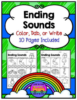 Preview of ENDING SOUNDS: Color, Dab, or Write - Worksheets and EASEL Activities