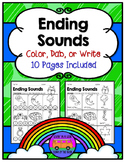 ENDING SOUNDS: Color, Dab, or Write - Worksheets and EASEL